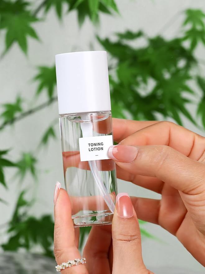 Clear Glass Bottle with White Lid