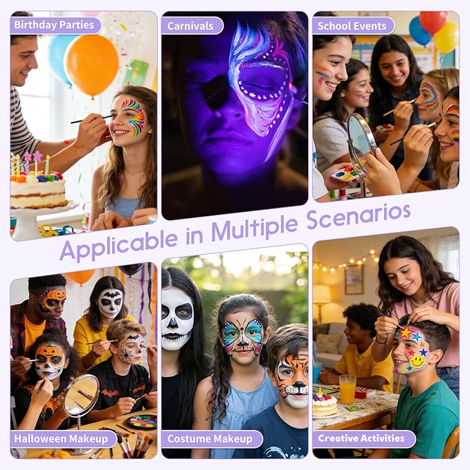 42 Color Face Painting Set with Cake