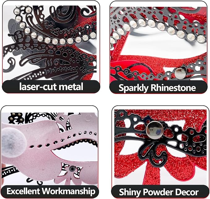 Masquerade Mask With Stick Red