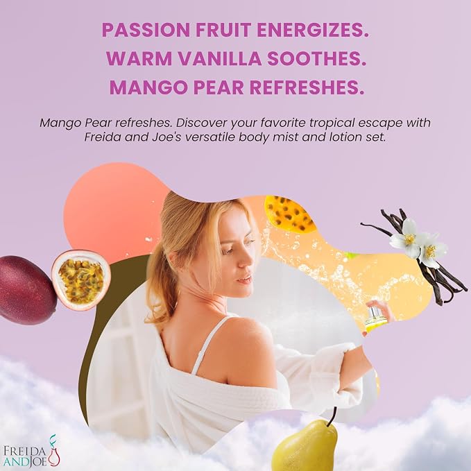 Passion Fruit, Warm Vanilla, Mango Pear