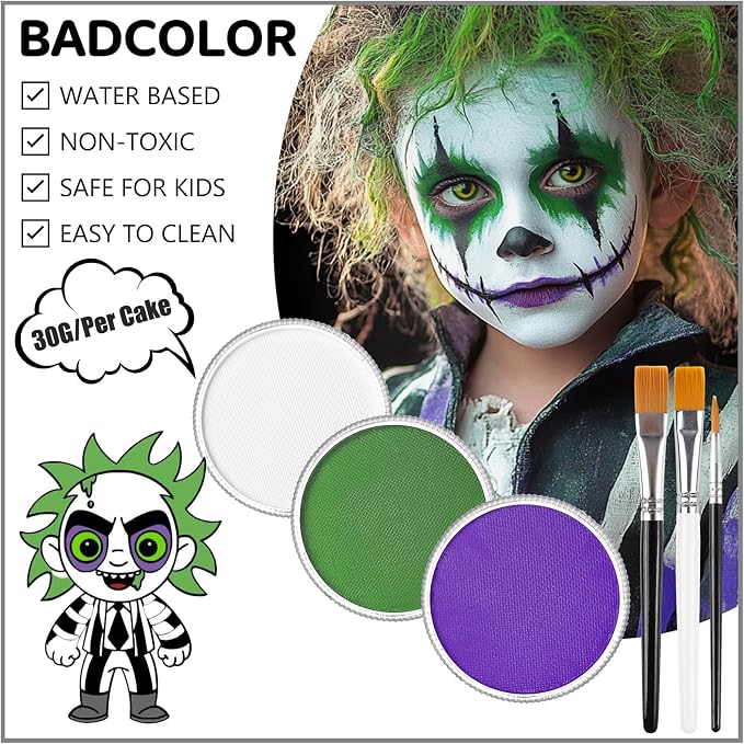 White+Light Green+Light Purple+3Pcs Brushes
