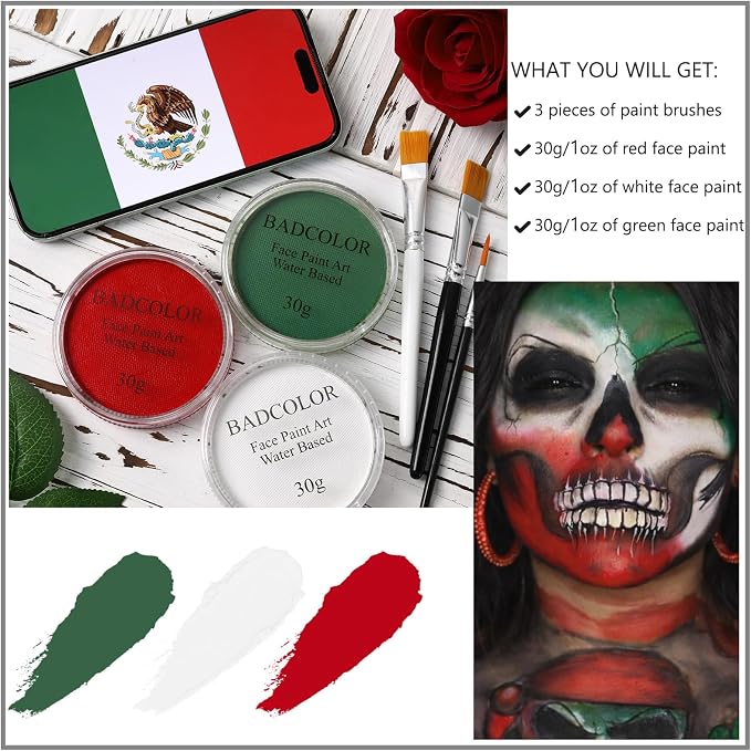 Dark Green+White+Red+3Pcs Brushes
