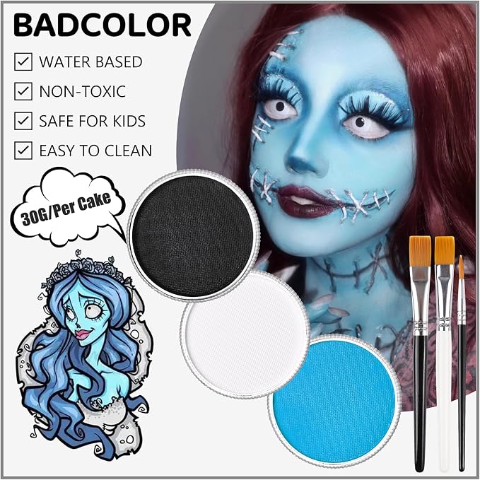 Black+White+Light Blue+3Pcs Brushes