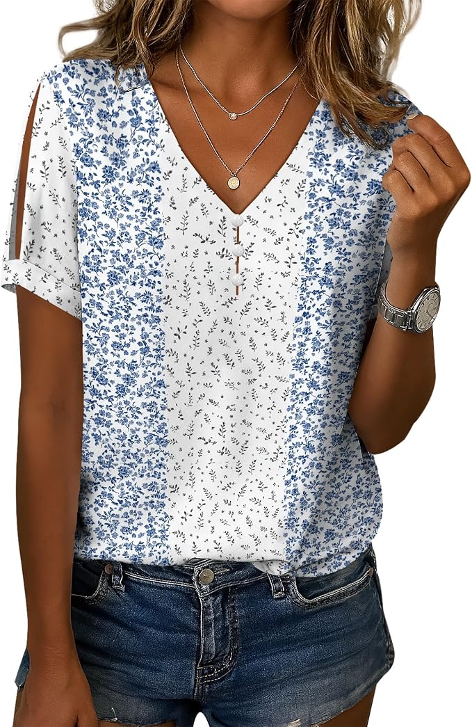 Womens Floral Printed Cotton Top 02