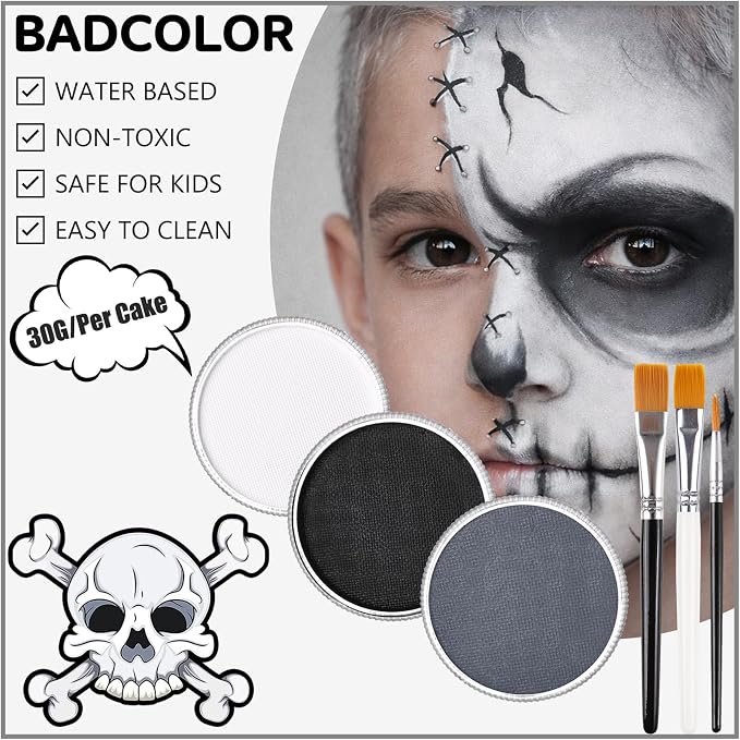 Black+White+Grey+3Pcs Brushes