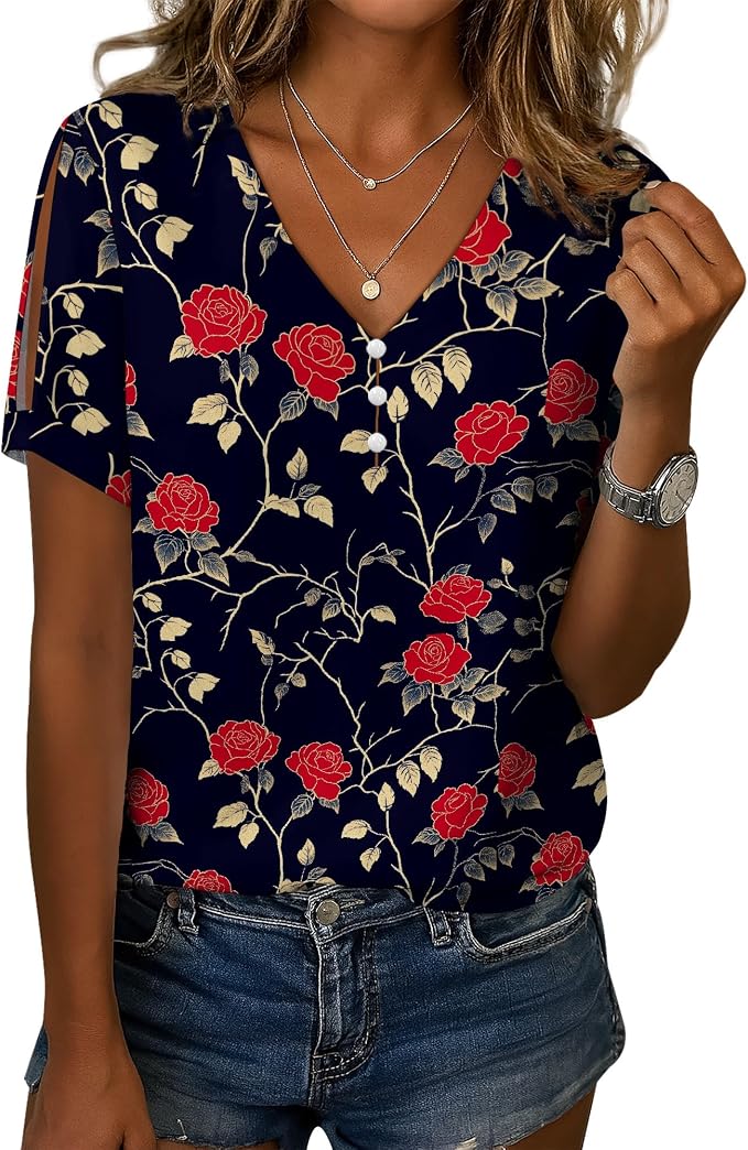 Womens Floral Printed Cotton Top 01
