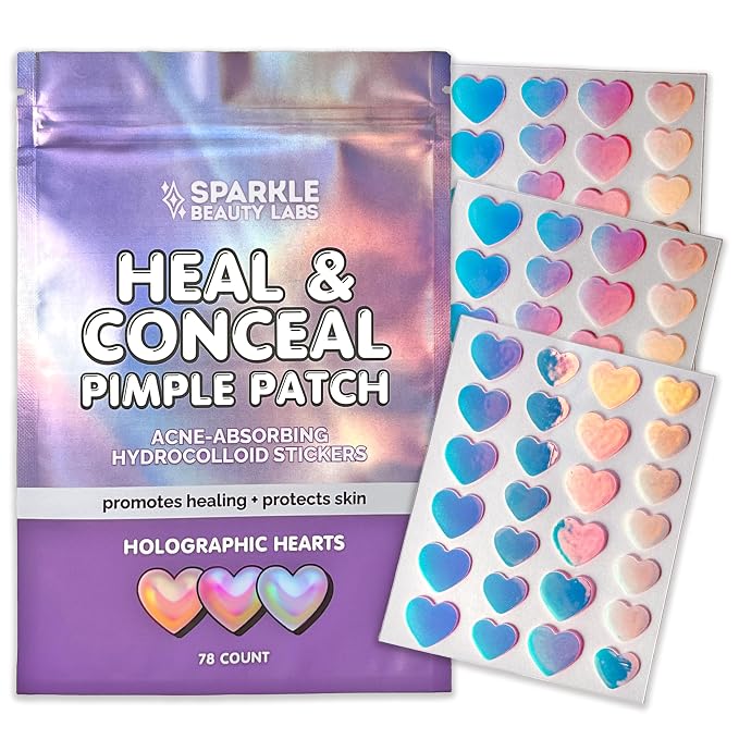Holographic Hearts - 78 count (3 sheets)
