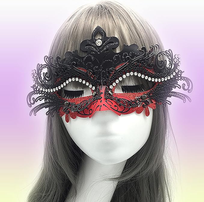 Masquerade Mask With Stick Red
