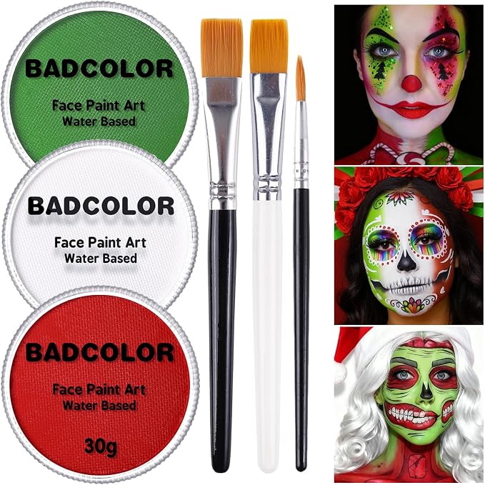 Green+White+Red+3Pcs Brushes