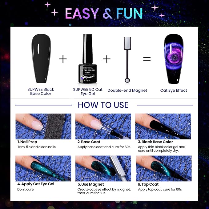 12 Colors 9D Cat Eye Gel