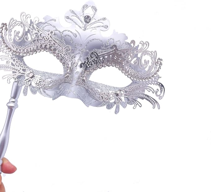 Masquerade Mask With Stick Sliver