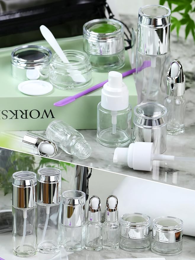 Clear Glass Bottle with Silver Lid