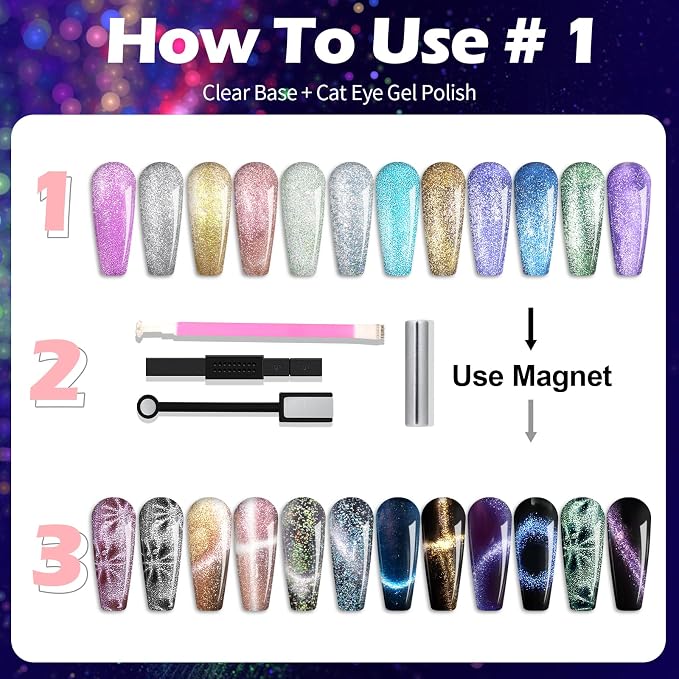 Cat Eye Gel Polish Set - 12 Colors (Romantic)