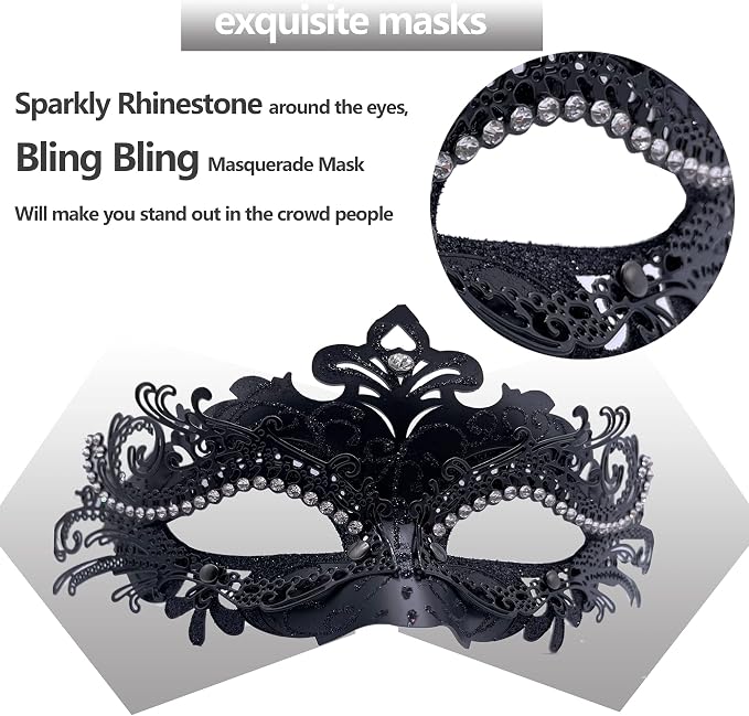 Masquerade Mask With Stick Black