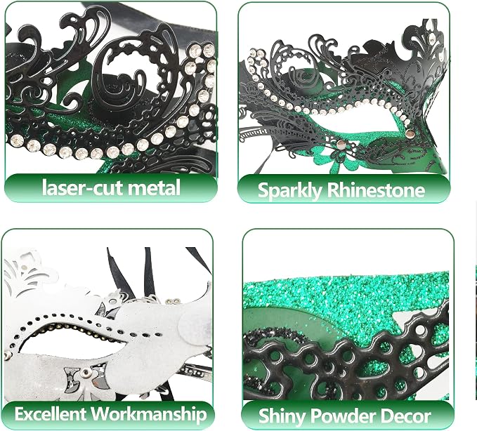 Masquerade Mask With Stick Green