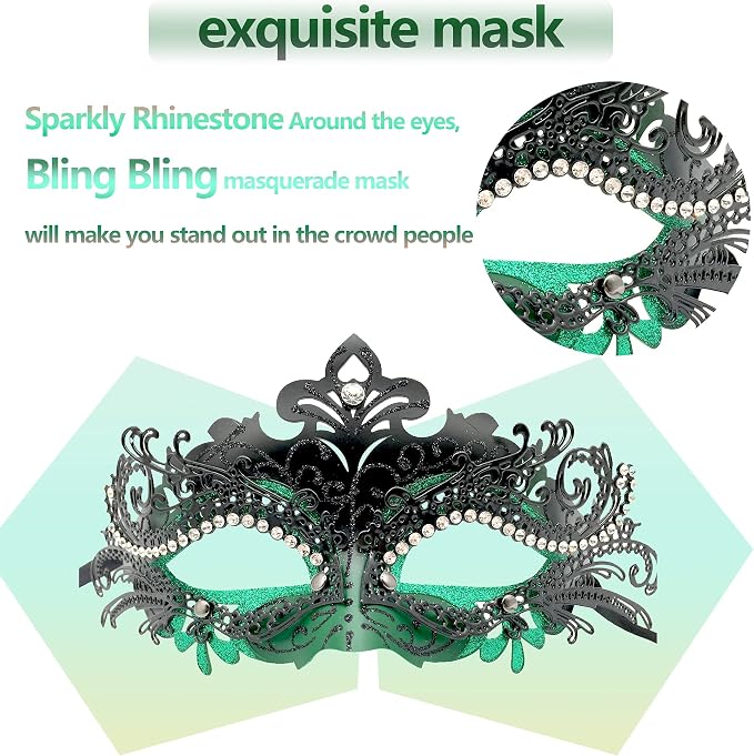 Masquerade Mask With Stick Green