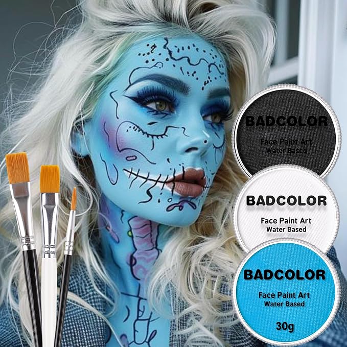 Black+White+Light Blue+3Pcs Brushes