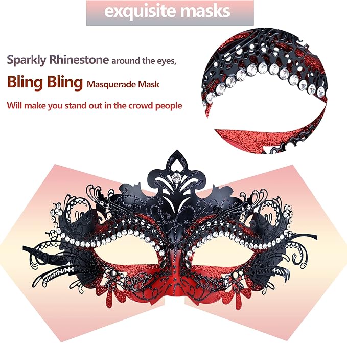 Masquerade Mask With Stick Red