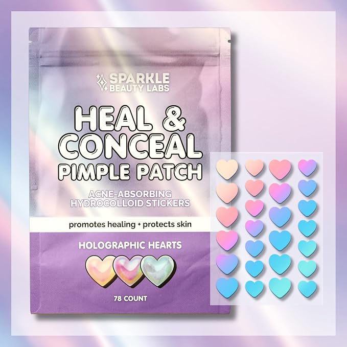 Holographic Hearts - 78 count (3 sheets)