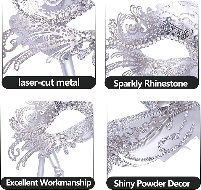 Masquerade Mask With Stick Sliver