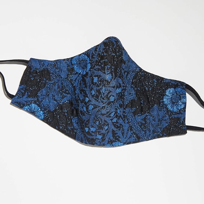 Blue Floral Lurex Mask