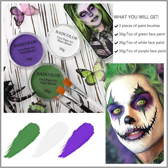 White+Light Green+Light Purple+3Pcs Brushes