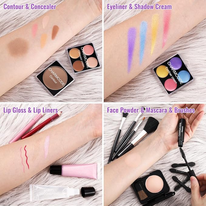Purple Train Case with Makeup Kit