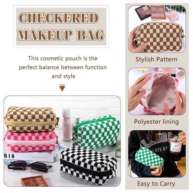 Checkered 4Pcs M Pink/Black/Green/Brown
