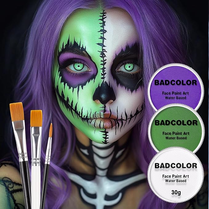 White+Light Green+Light Purple+3Pcs Brushes