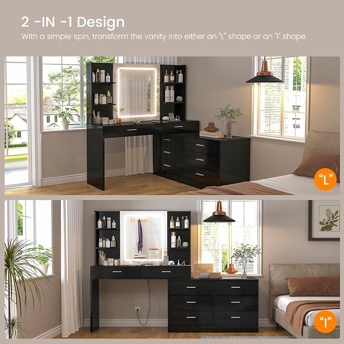 Black 8 Drawers