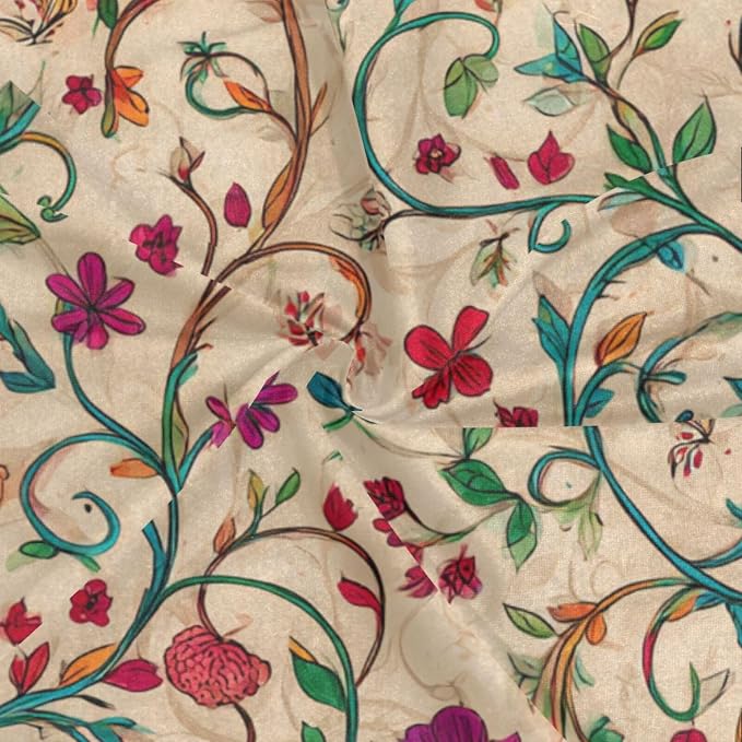 Beige Vintage Floral Vines Leaves