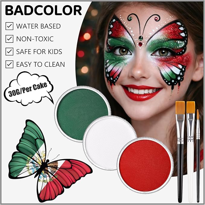 Dark Green+White+Red+3Pcs Brushes