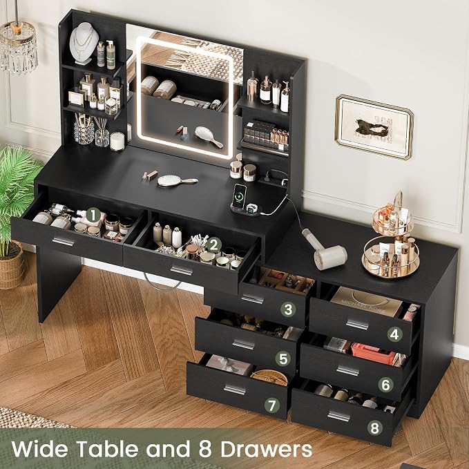 Black 8 Drawers