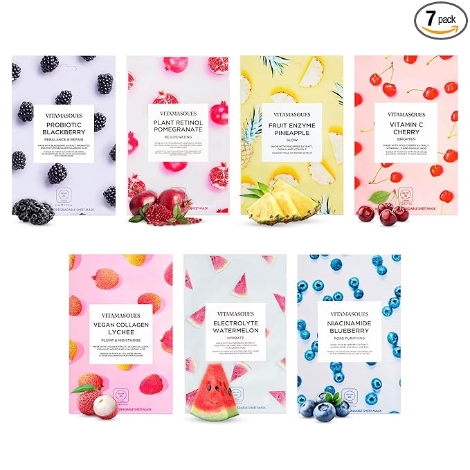 A-Juicy 7 Pack Fruit Face Mask Set
