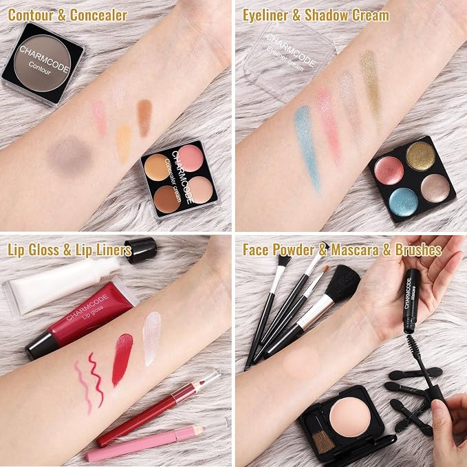 Golden Brown Train Case with Makeup Kit