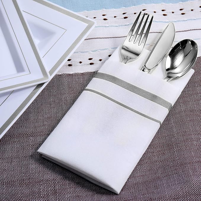 Silver Rimmed Napkins