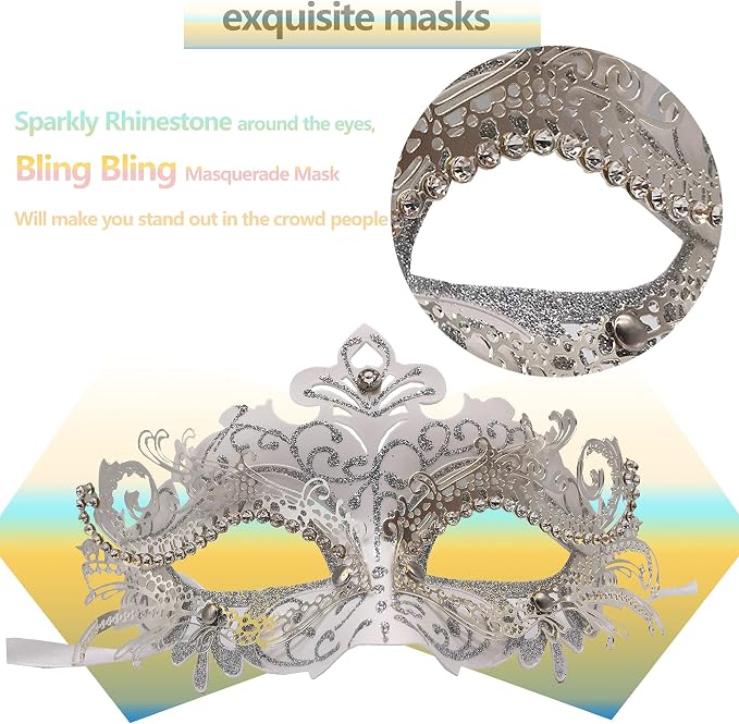 Masquerade Mask With Stick White
