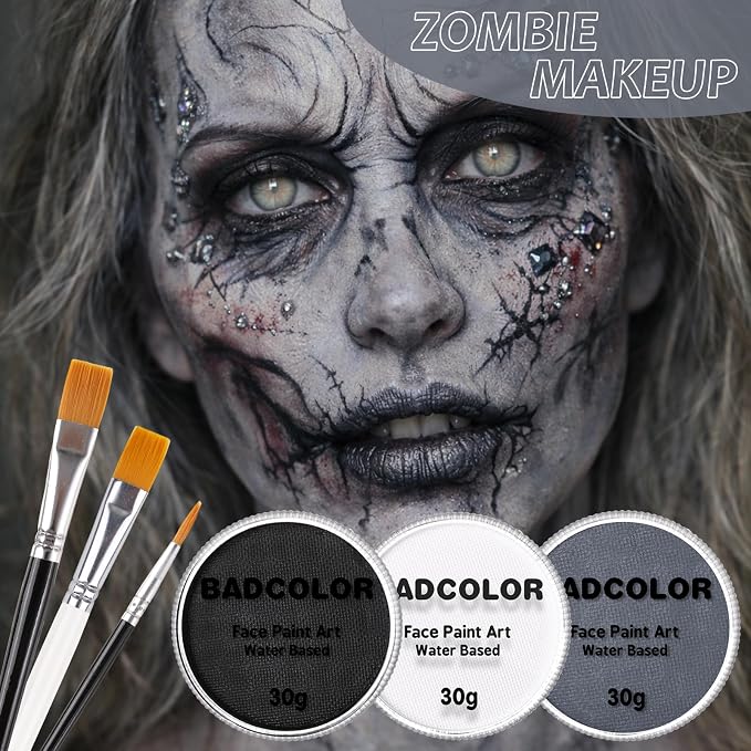 Black+White+Grey+3Pcs Brushes