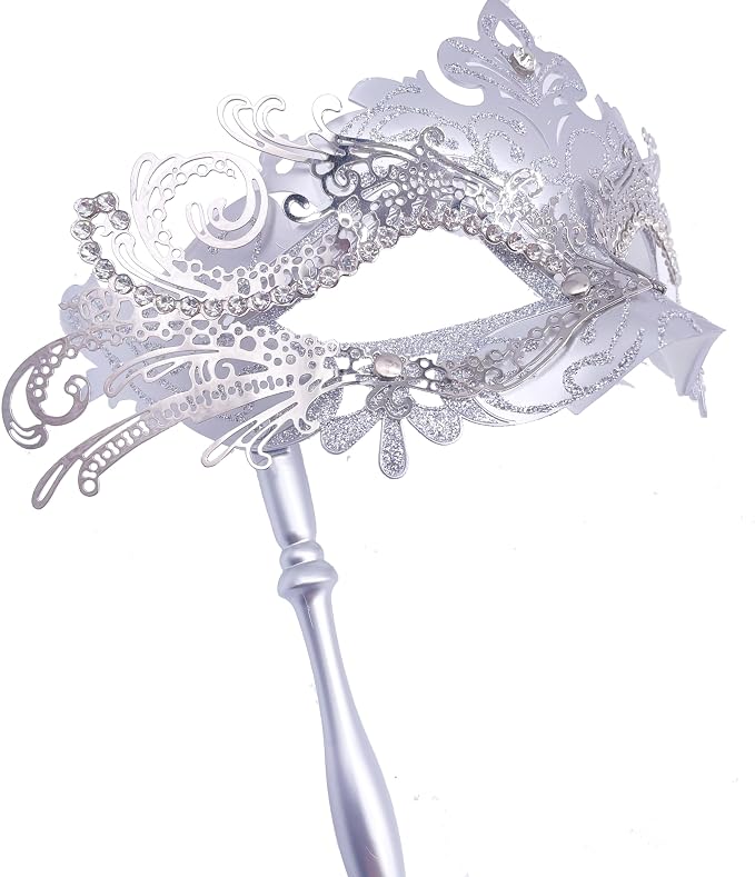 Masquerade Mask With Stick Sliver