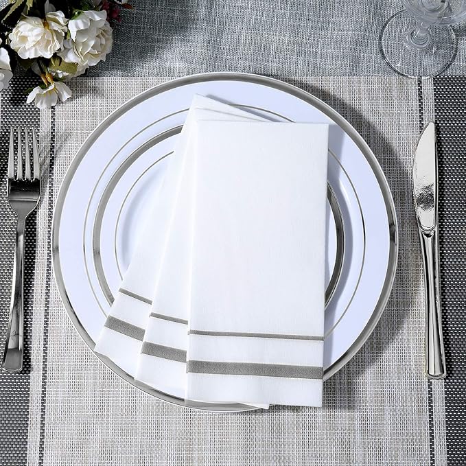 Silver Rimmed Napkins