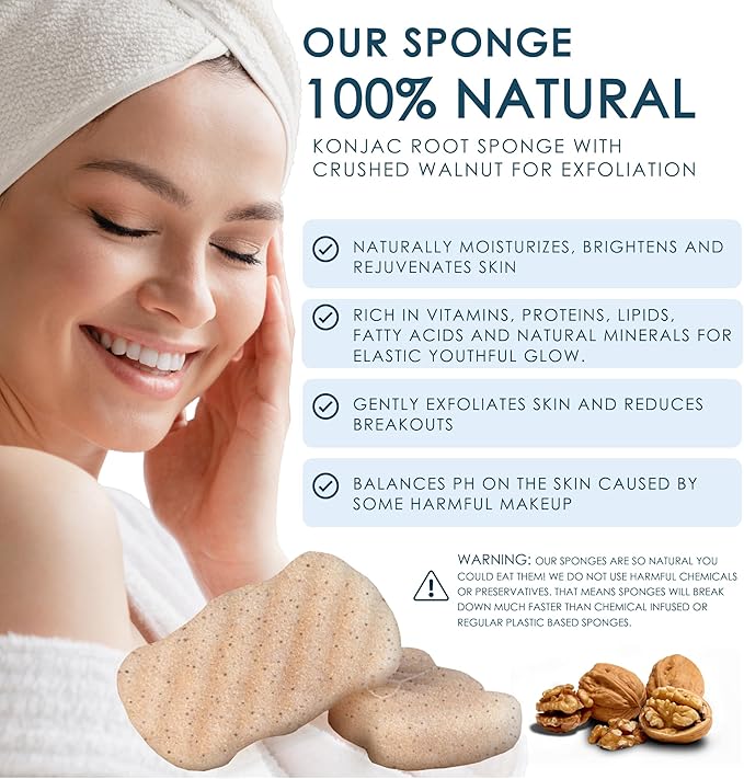 Konjac and Walnut Body Sponge