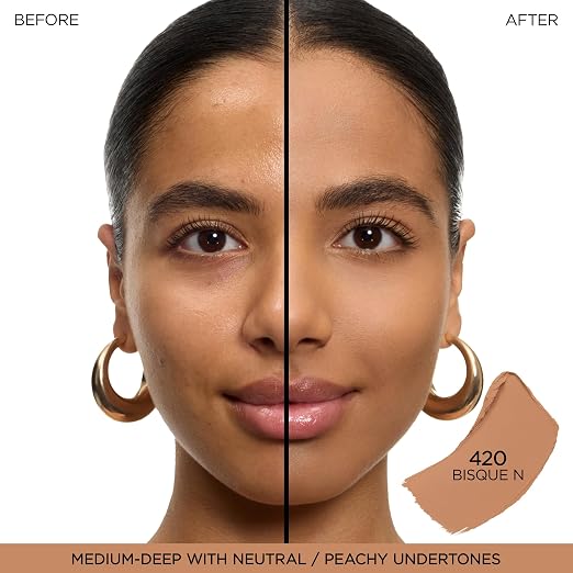 420 Bisque N: medium-deep skin with neutral/deep peachy undertones