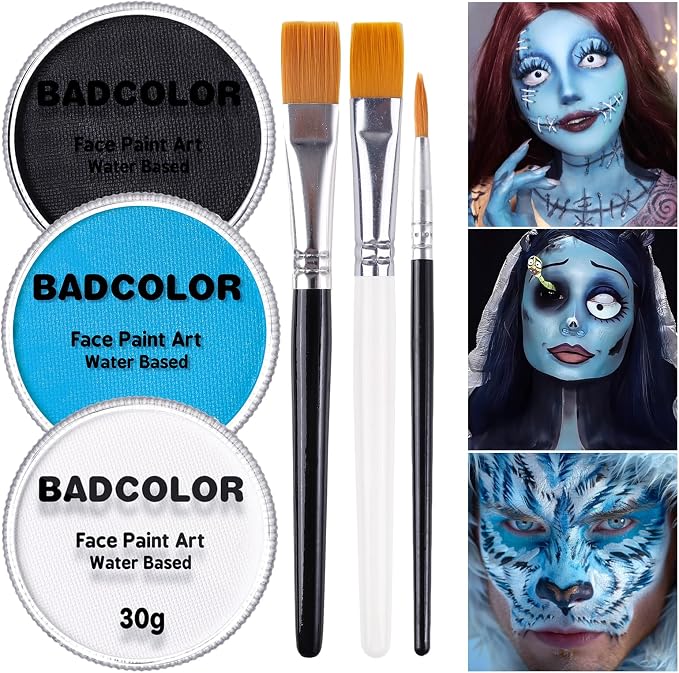 Black+White+Light Blue+3Pcs Brushes