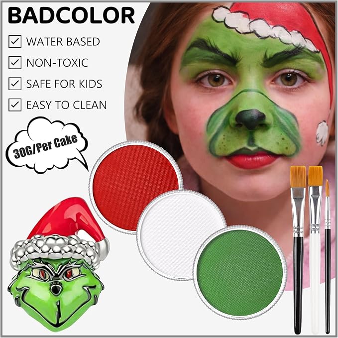 Green+White+Red+3Pcs Brushes