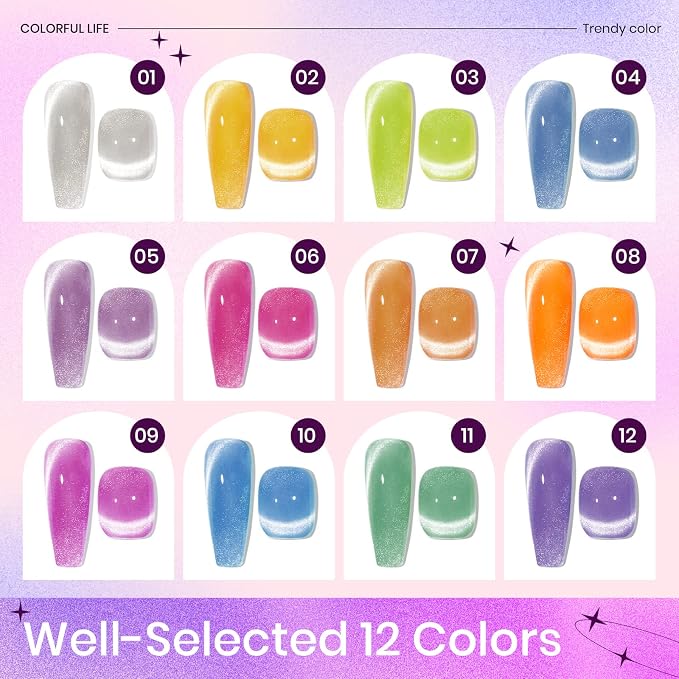 12 Colors Macaron Cat Eye Gel