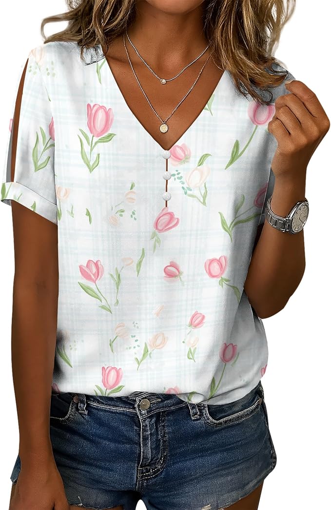 Womens Floral Printed Cotton Top 09