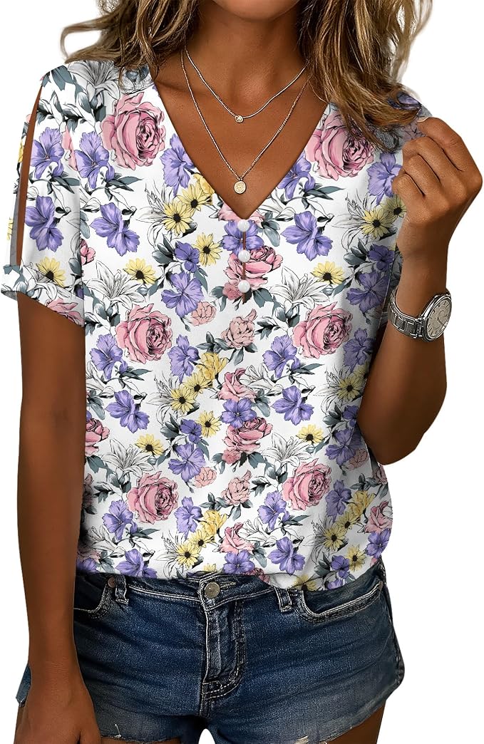 Womens Floral Printed Cotton Top 18