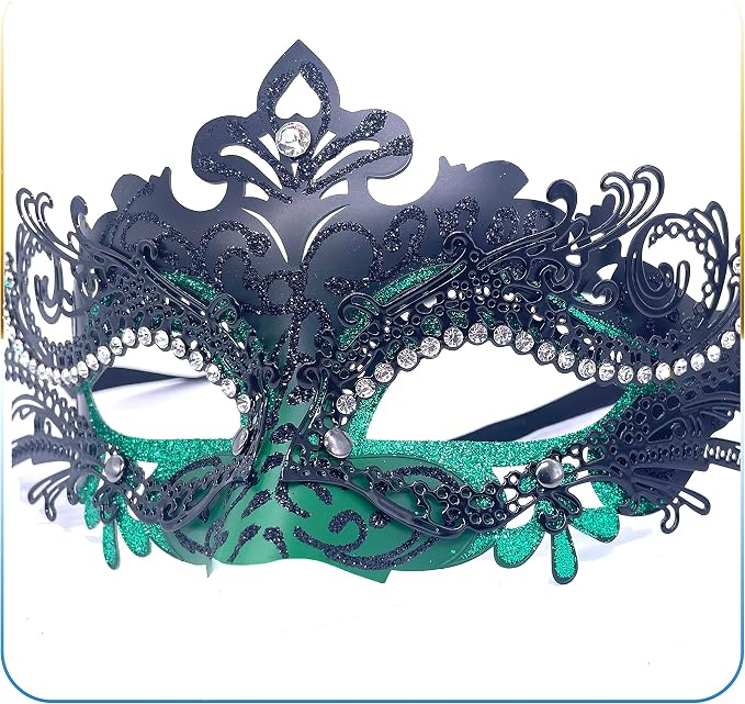 Masquerade Mask With Stick Green
