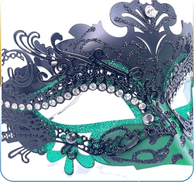 Masquerade Mask With Stick Green